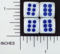 Dice : D6 OPAQUE ROUNDED SOLID WHITE TAPPERS
                    01
